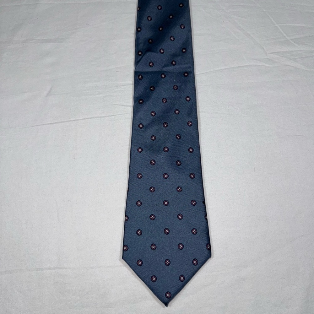 Christian Dior Rare Vintage Tie Blue & White Dot 100% Italian Silk - Picture 5 of 6